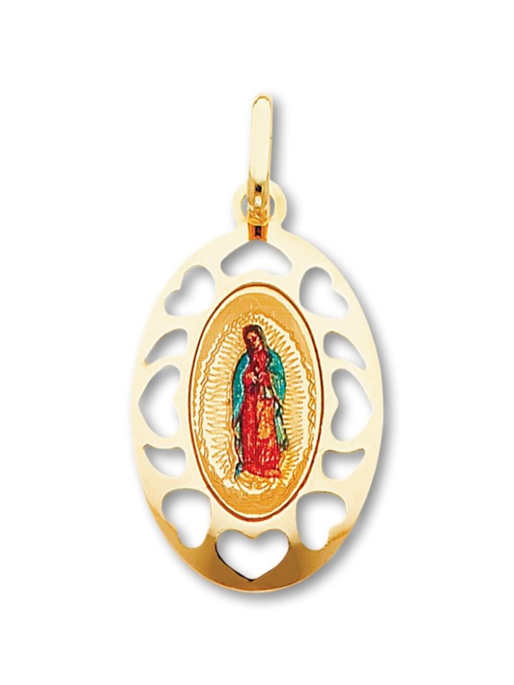 14K Yellow Gold Virgin of Guadalupe Pendant | Religious Charm By Tehrani Jewelry
